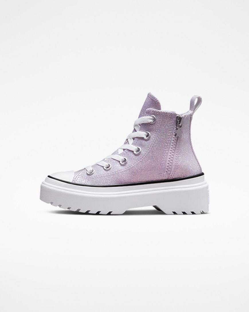 Pantofi Platforma Fete Converse Chuck Taylor All Star Lugged Lift Glitter Inalti Violet Albi Negrii | RO QYUK0974